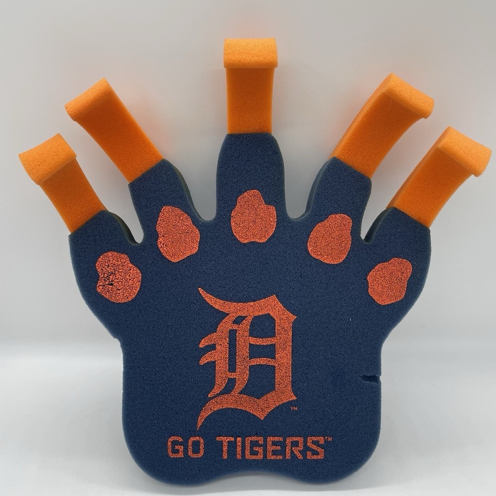 Vintage Detroit Tigers WinCraft Foam Claw Made In Canada Blue Orange 16"